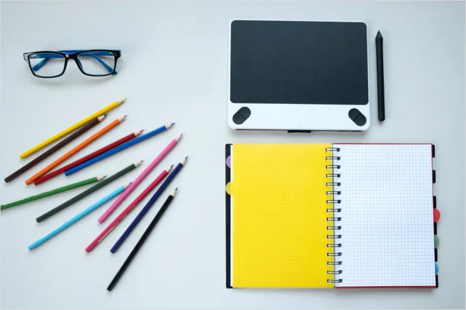 Detail Notebooks Pencils Desk Flat Lay Number 16