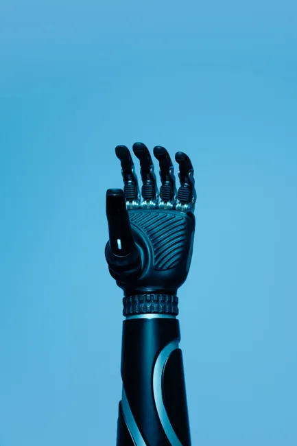 Detail Robot Hand Touching Digital Screen Blue Number 14