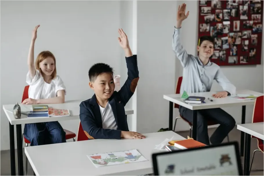 Detail Students Raising Hands Classroom Photo Number 11