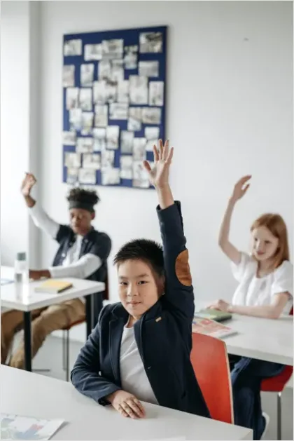 Detail Students Raising Hands Classroom Photo Number 8