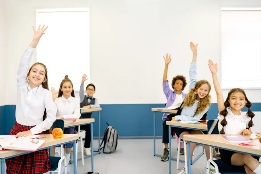 Detail Students Raising Hands Classroom Photo Number 10