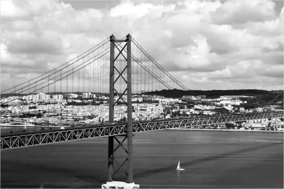 Detail Suspension Bridge City Skyline Photo Number 5