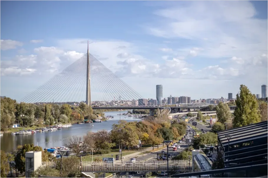 Detail Suspension Bridge City Skyline Photo Number 8