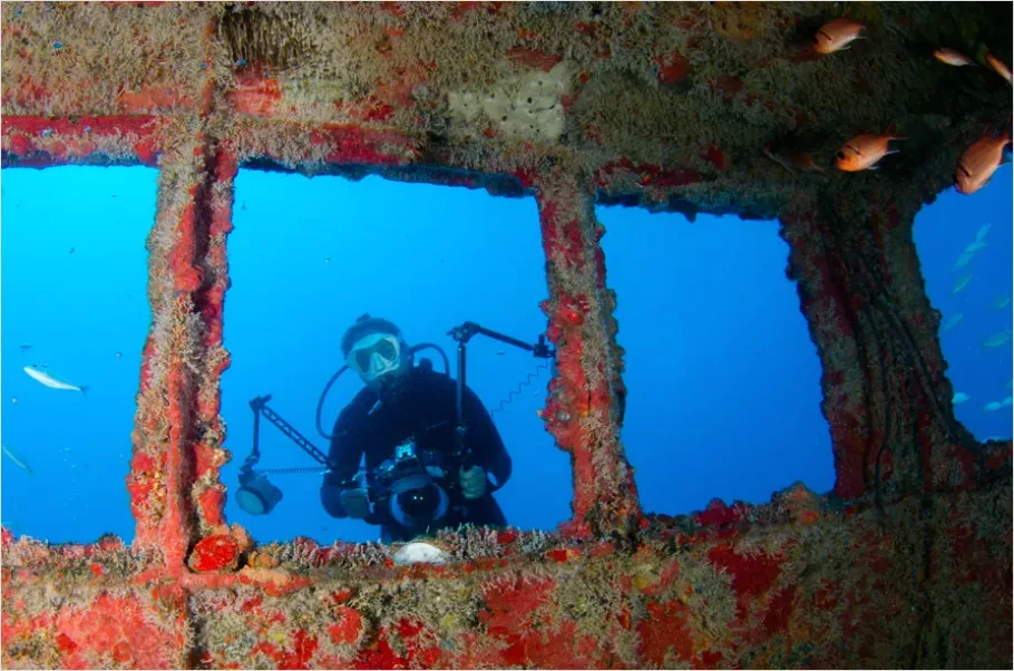 Detail Underwater Wreck With Diver Photo Number 3