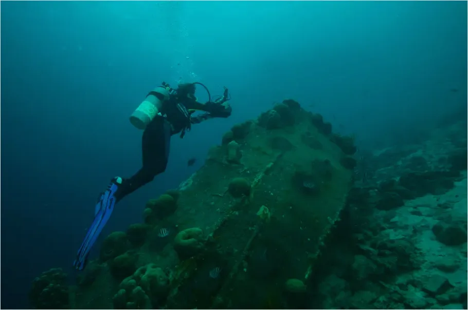 Detail Underwater Wreck With Diver Photo Number 9