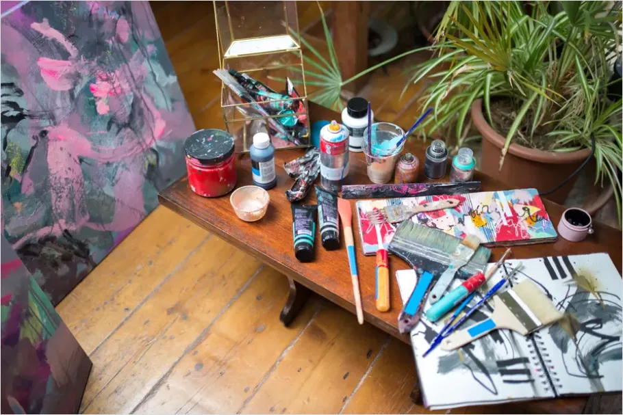 Detail Artist Studio Workspace Paint Supplies Number 11