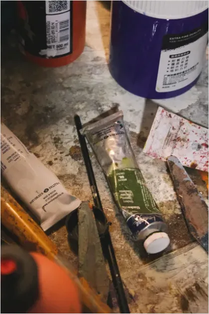Detail Artist Studio Workspace Paint Supplies Number 4