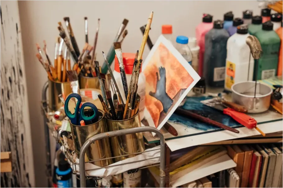 Detail Artist Studio Workspace Paint Supplies Number 6