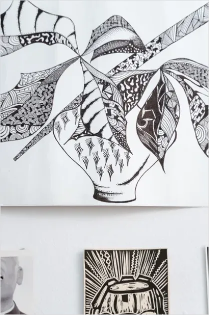 Detail Botanical Line Art Illustration Print Number 6
