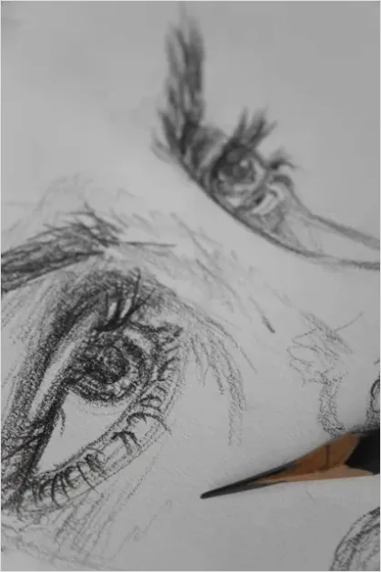 Detail Charcoal Drawing Shading Technique Close Up Number 15