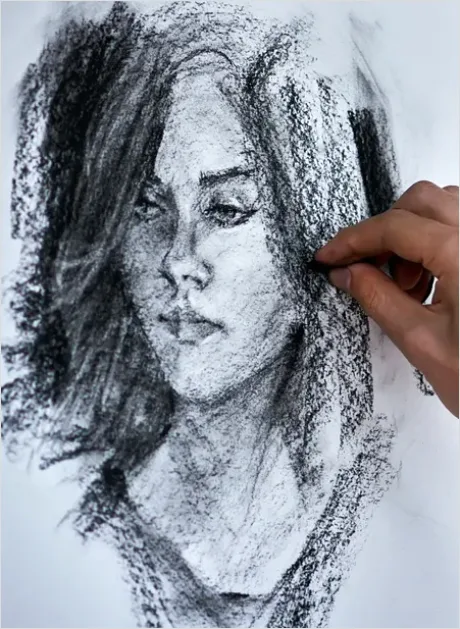 Detail Charcoal Drawing Shading Technique Close Up Number 5