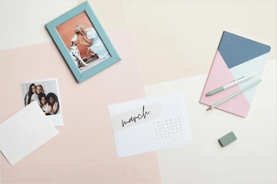 Content Planning Calendar Desk Flat Lay 499b