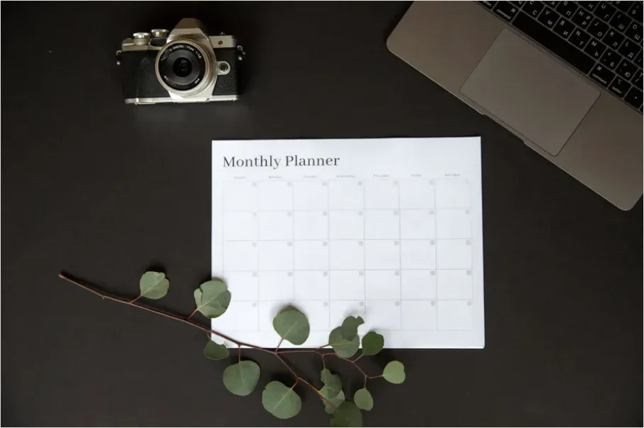 Detail Content Planning Calendar Desk Flat Lay Number 2