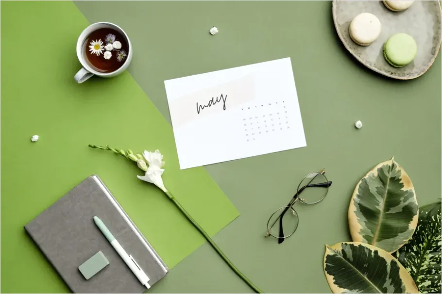 Detail Content Planning Calendar Desk Flat Lay Number 11