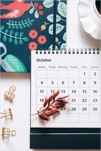 Detail Content Planning Calendar Desk Flat Lay Number 13