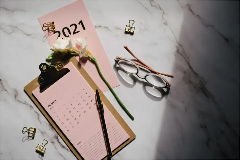 Detail Content Planning Calendar Desk Flat Lay Number 4