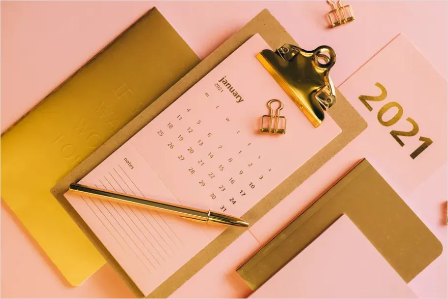 Detail Content Planning Calendar Desk Flat Lay Number 5