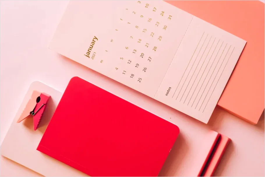 Detail Content Planning Calendar Desk Flat Lay Number 6