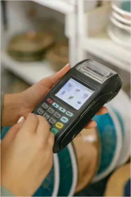 Detail Credit Card Payment Terminal Close Up Photo Number 12