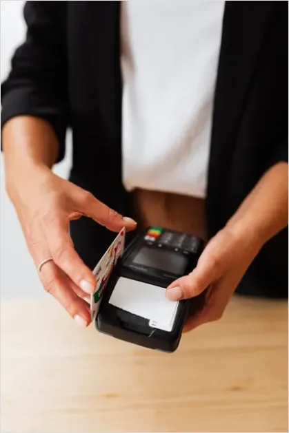Detail Credit Card Payment Terminal Close Up Photo Number 10