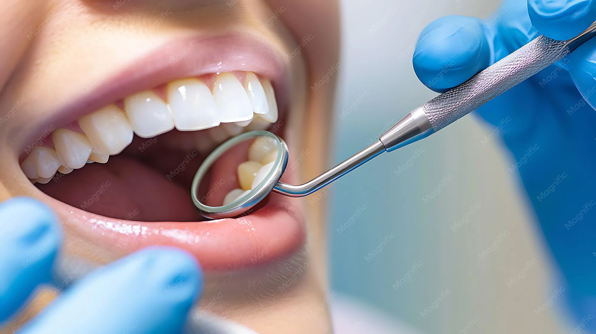 Detail Dentist Examining Patient Mouth Close Up Number 6