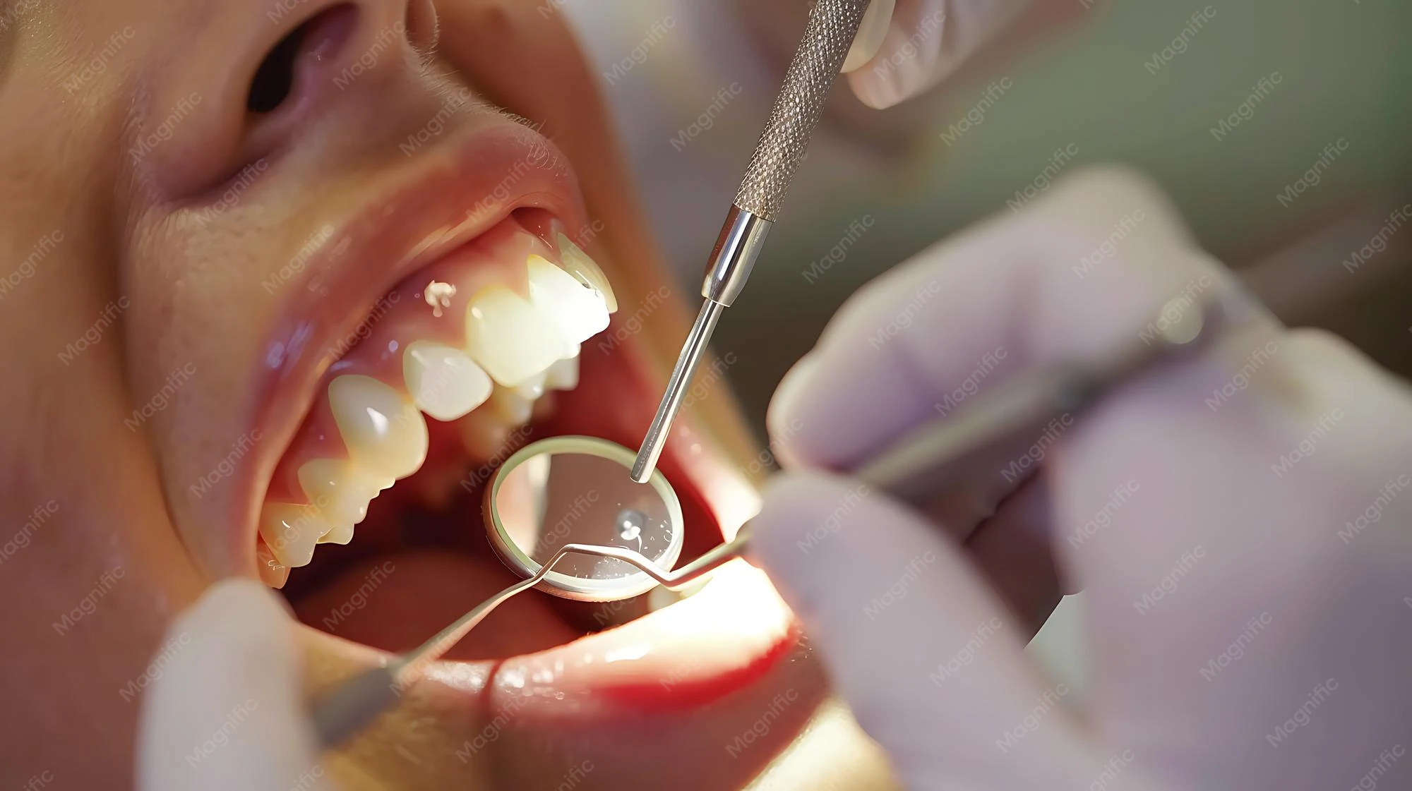 Detail Dentist Examining Patient Mouth Close Up Number 7