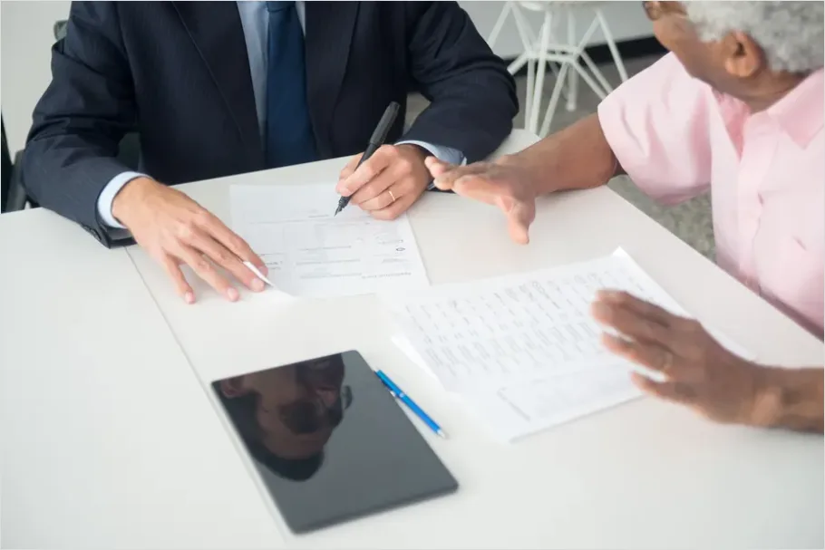 Detail Financial Planning Meeting Advisor Client Photo Number 13