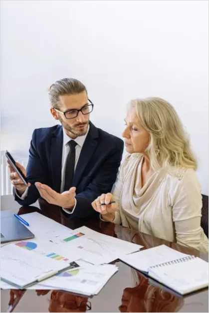 Detail Financial Planning Meeting Advisor Client Photo Number 5