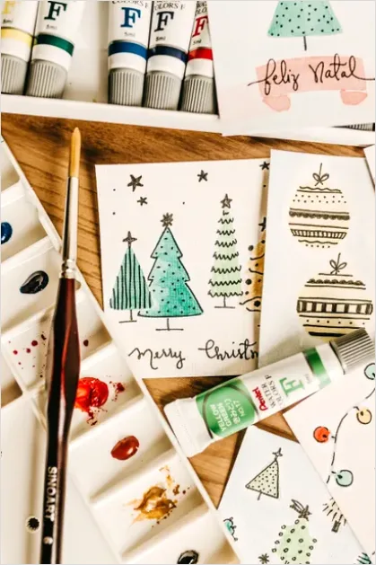 Detail Holiday Illustration Christmas Watercolor Scene Number 13