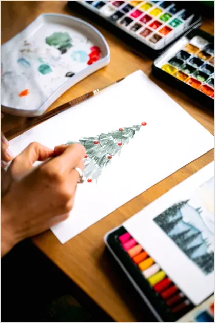 Detail Holiday Illustration Christmas Watercolor Scene Number 3