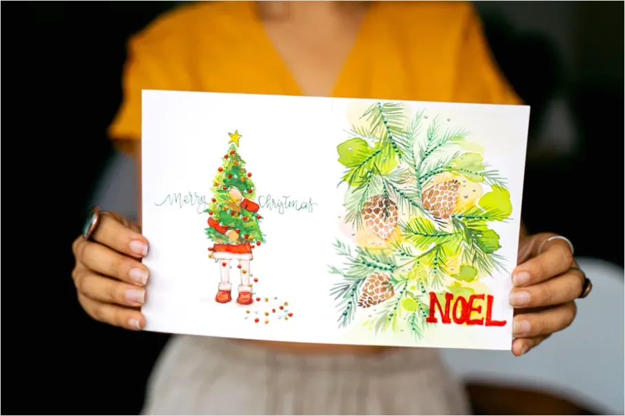 Detail Holiday Illustration Christmas Watercolor Scene Number 4