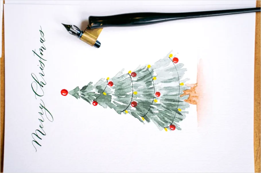 Detail Holiday Illustration Christmas Watercolor Scene Number 6