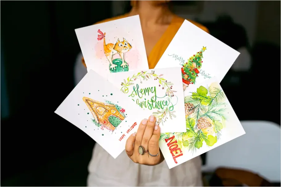 Detail Holiday Illustration Christmas Watercolor Scene Number 8