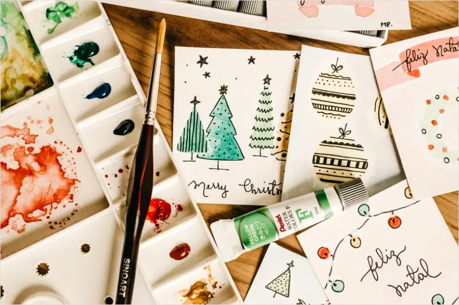 Detail Holiday Illustration Christmas Watercolor Scene Number 9