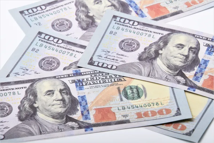 Detail Hundred Dollar Bills Close Up Texture Number 11