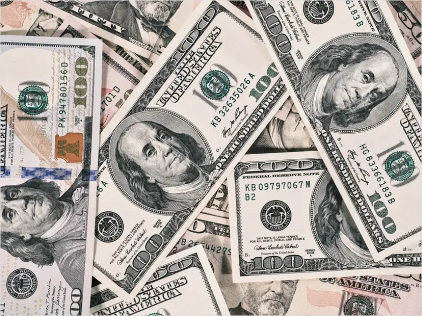 Detail Hundred Dollar Bills Close Up Texture Number 14