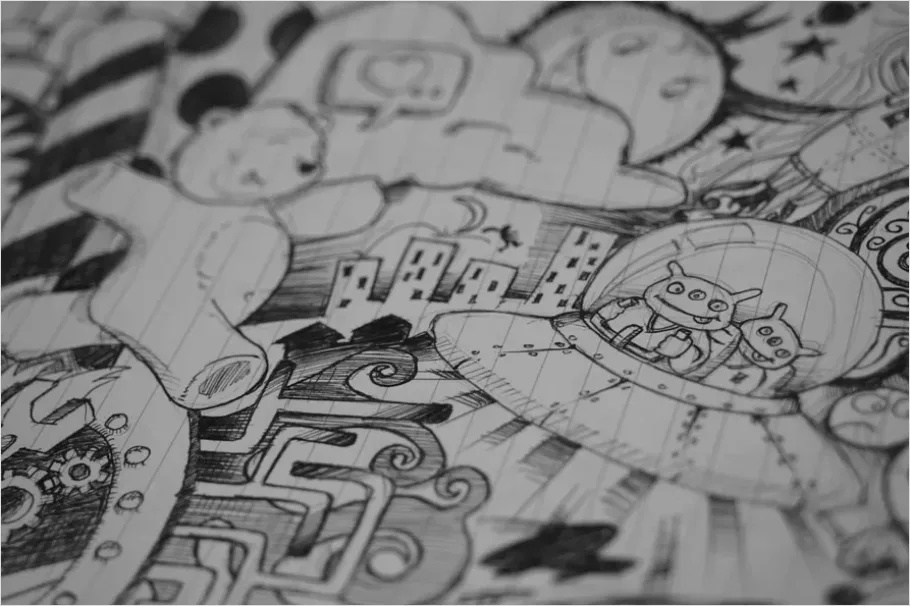 Detail Ink Illustration Pen And Paper Close Up Number 10