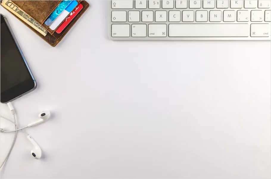 Detail Modern Office Desk Setup Flat Lay Number 2