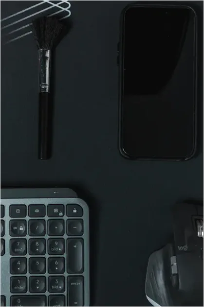Detail Modern Office Desk Setup Flat Lay Number 14
