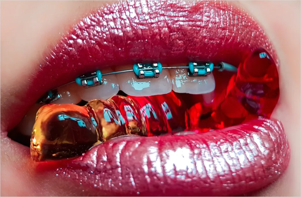 Detail Orthodontic Braces Smile Close Up Number 12