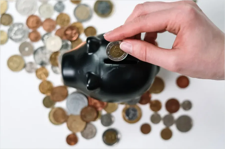 Detail Piggy Bank And Coins On Table Photo Number 15
