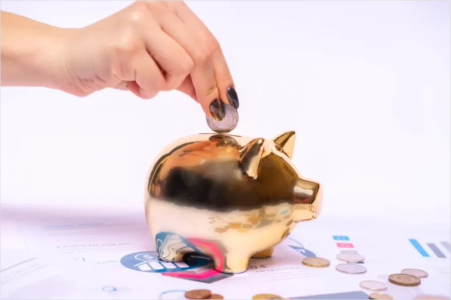 Detail Piggy Bank And Coins On Table Photo Number 9