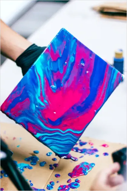 Detail Pour Painting Fluid Art Canvas Close Up Number 2