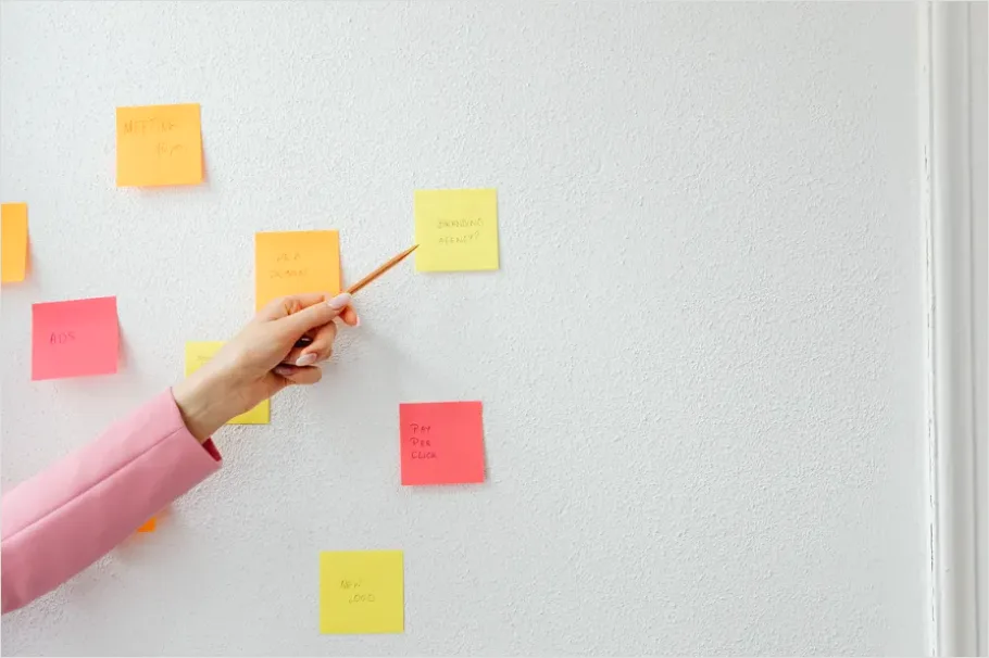 Detail Project Planning Sticky Notes Wall Photo Number 3