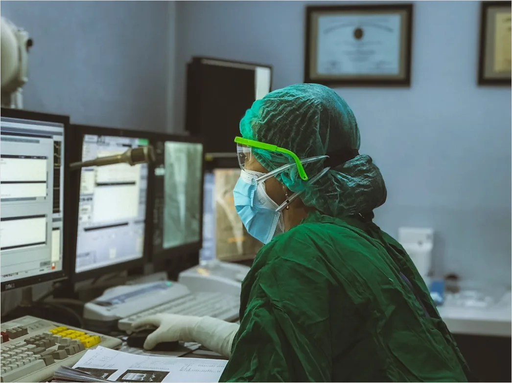 Detail Radiologist Analyzing Scans Workstation Number 2