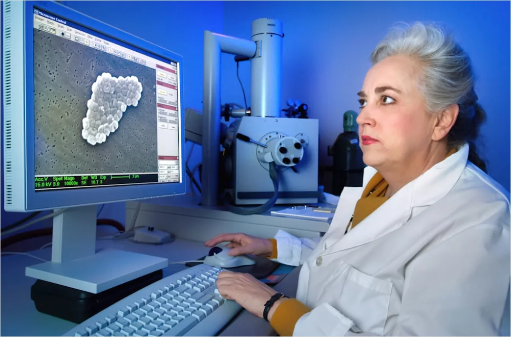 Detail Radiologist Analyzing Scans Workstation Number 12