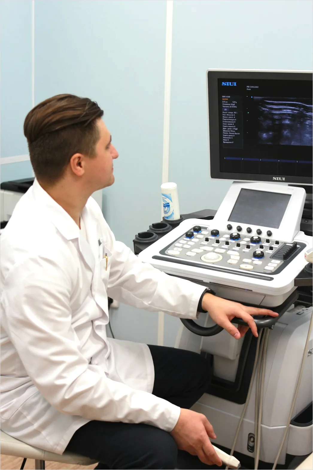 Detail Radiologist Analyzing Scans Workstation Number 13