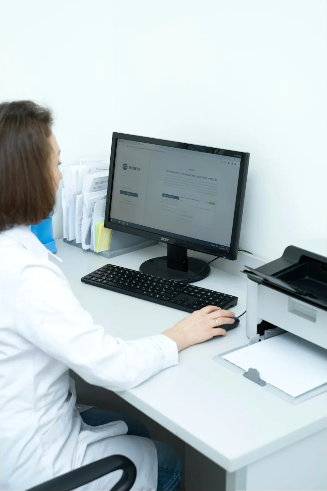 Detail Radiologist Analyzing Scans Workstation Number 6