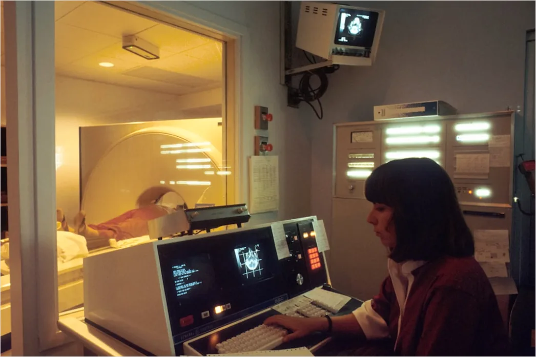 Detail Radiologist Analyzing Scans Workstation Number 9