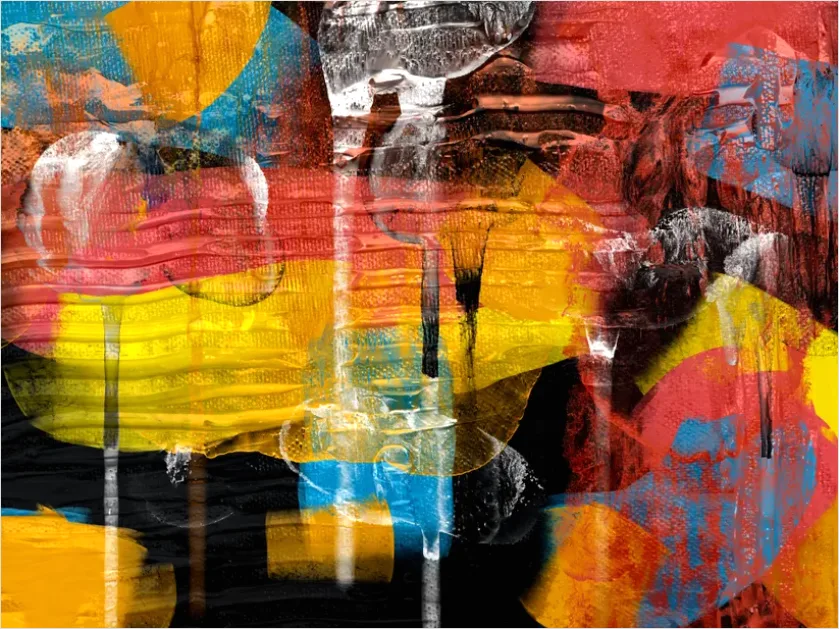 Detail Risograph Print Texture Colorful Layers Number 5